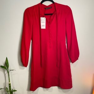 Bright red button down dress!
